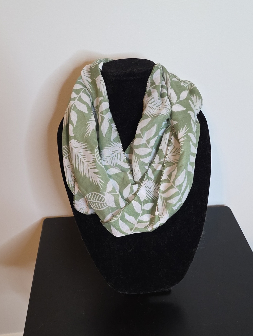 Green Leaf Print Infinity Scarf - Womens Accessories